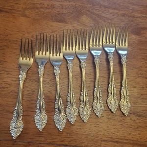 Vintage 10 Piece Goldtone Forks & Spoons Lifetime Cutlery Japan